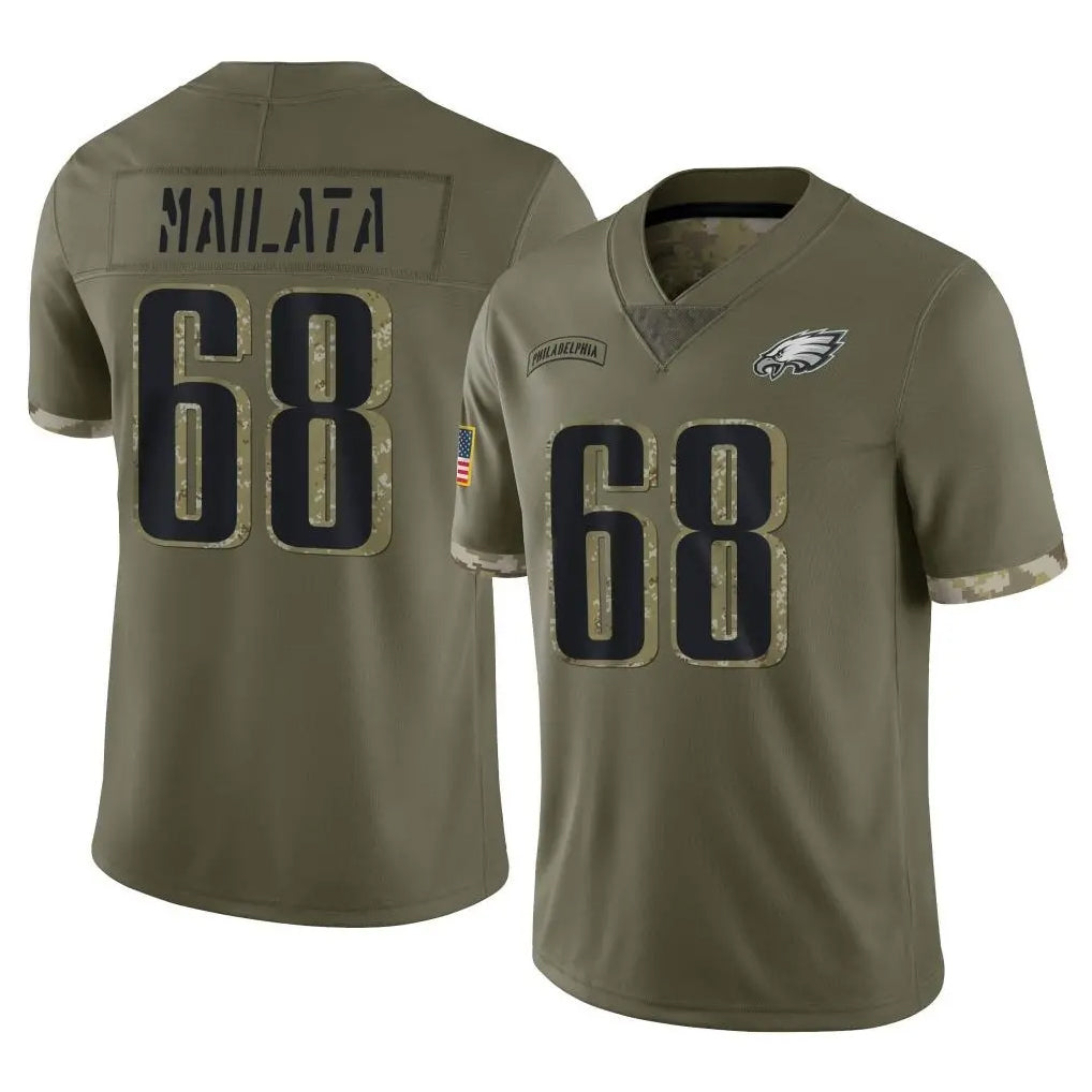 Davalo P.Eagles #68 Jordan Mailata Player Olive Salute To Service Limited Stitched Jerseys