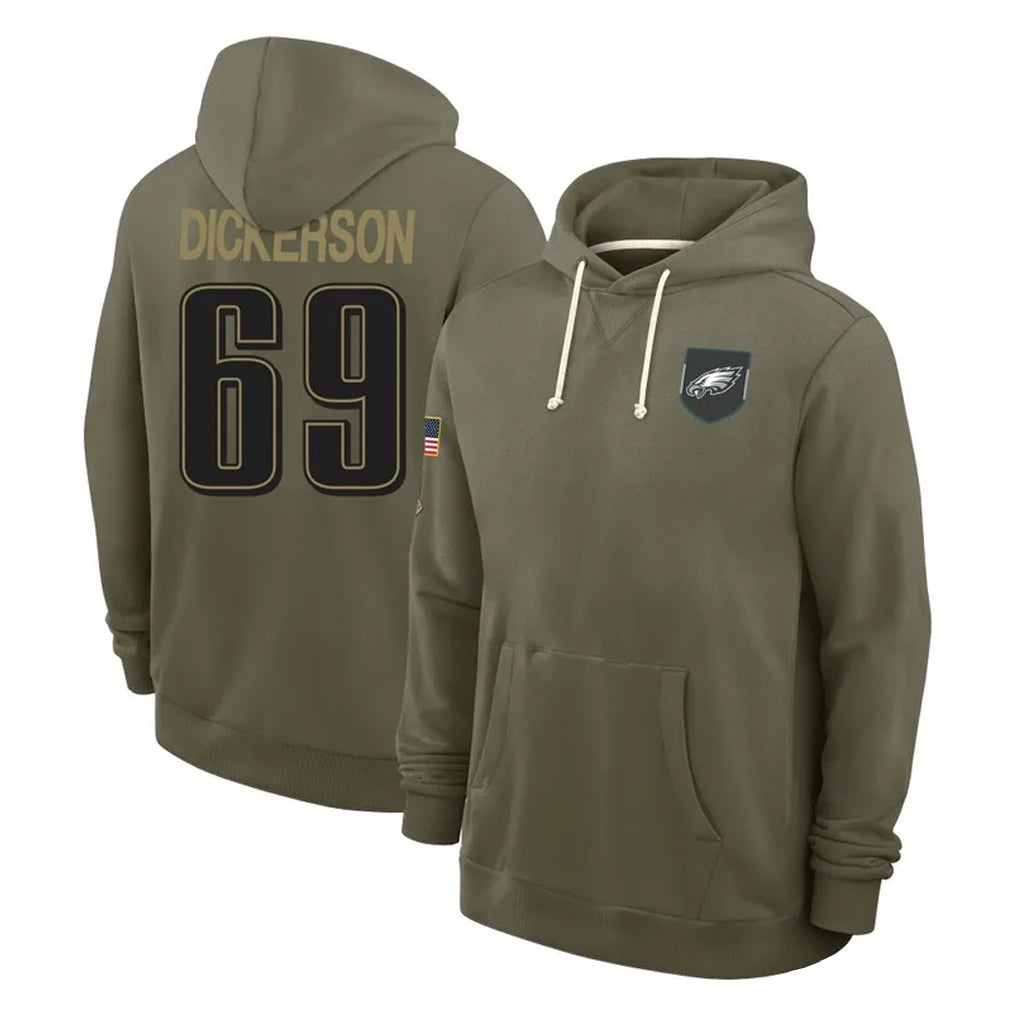 Davalo P.Eagles #69 Landon Dickerson Player Olive Salute to Service Pullover Hoodies Limited Stitched Jerseys