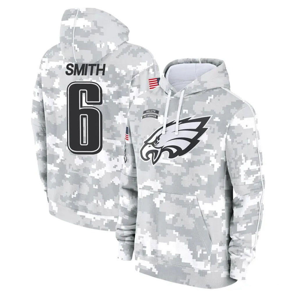 Davalo P.Eagles #6 DeVonta Smith Player Arctic Camo Salute to Service Pullover Hoodies Limited Game Stitched Jerseys