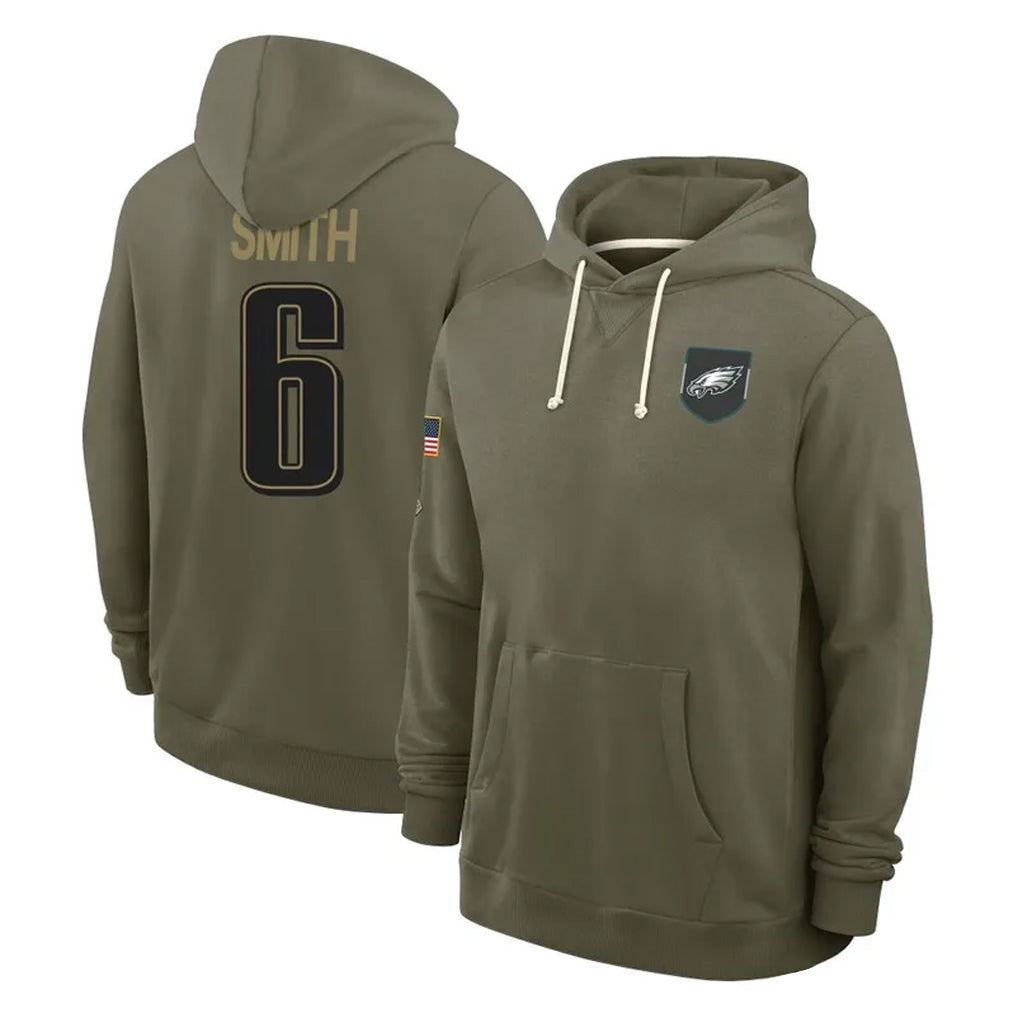 Davalo P.Eagles #6 DeVonta Smith Player Olive Salute to Service Pullover Hoodies Limited Stitched Jerseys