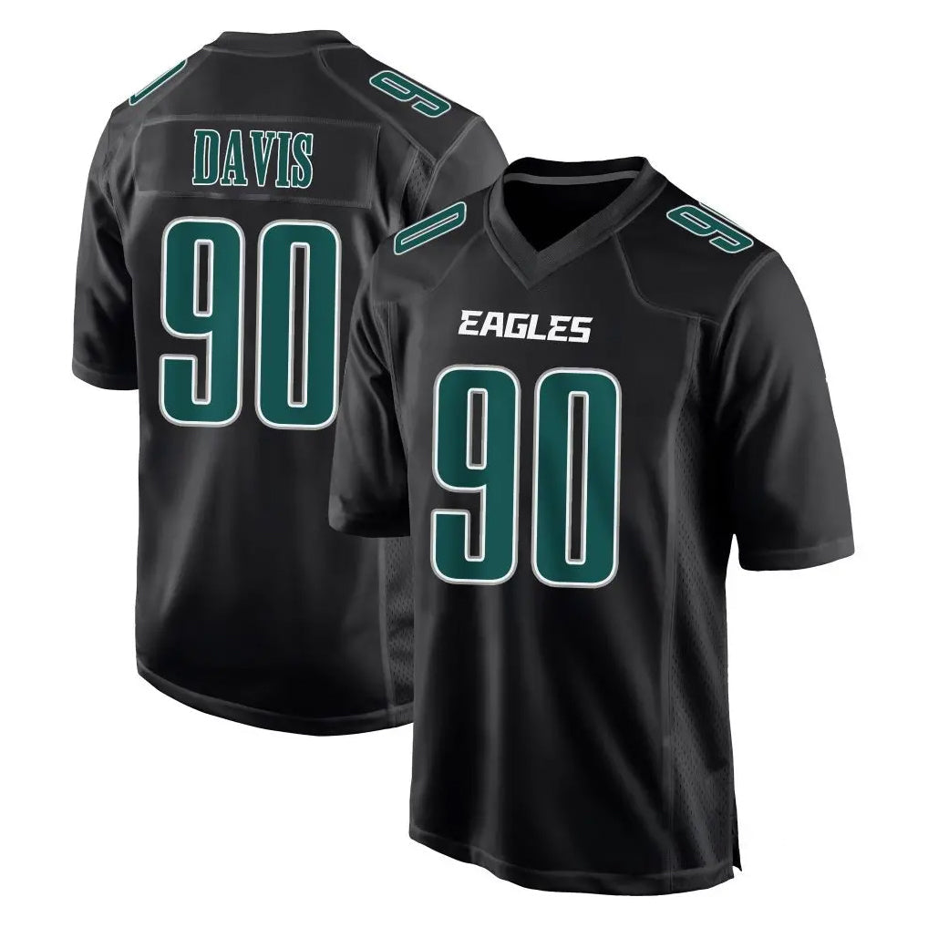 Davalo P.Eagles #90 Jordan Davis Player Carbon Black Fashion Home Game Stitched Jerseys