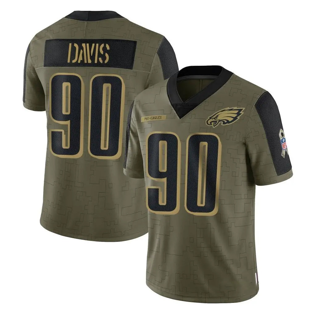 Davalo P.Eagles #90 Jordan Davis Player Olive Salute To Service Limited Game Stitched Jerseys