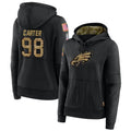 Davalo P.Eagles #98 Jalen Carter Player Black Military Hoodie Game Stitched Jerseys