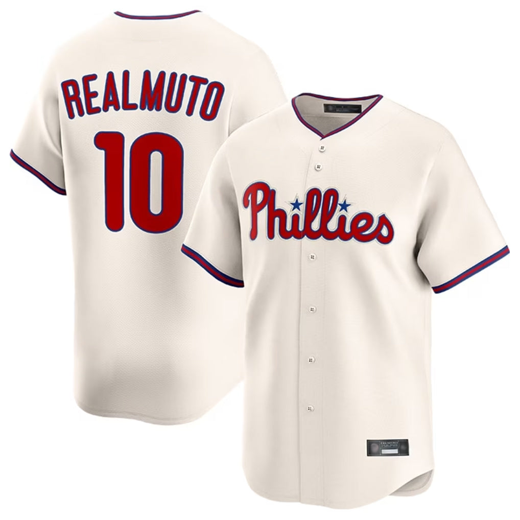 Davalo P.Phillies #10 J.T. Realmuto Player Cream Home Limited Stitched Jerseys