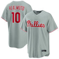 Davalo P.Phillies #10 J.T. Realmuto Player Gray Home Game Stitched Jerseys