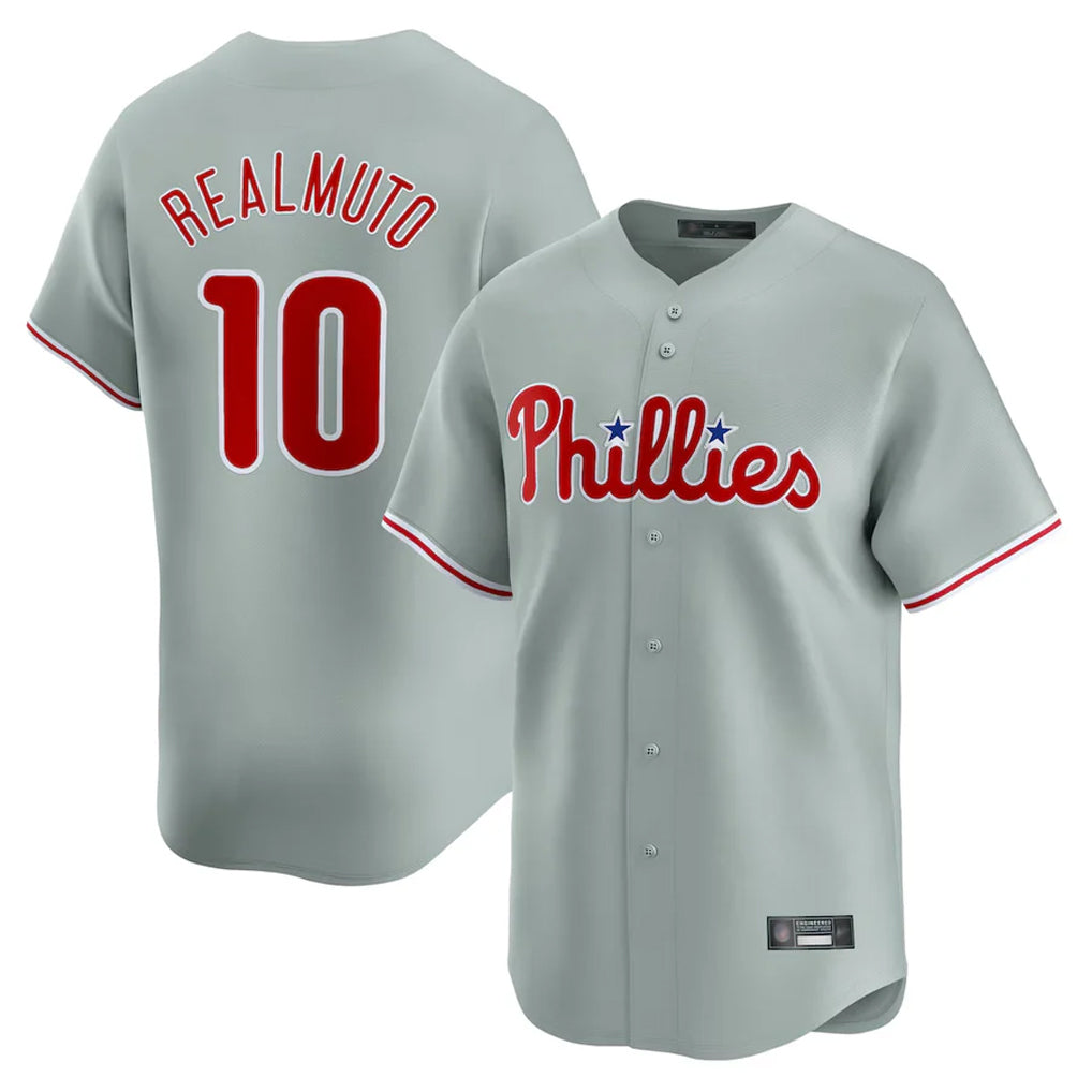 Davalo P.Phillies #10 J.T. Realmuto Player Gray Home Limited Stitched Jerseys