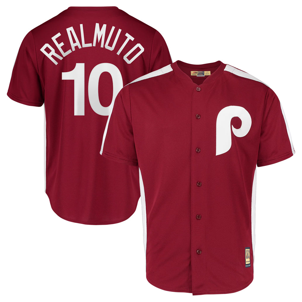 Davalo P.Phillies #10 J.T. Realmuto Player Red Cooperstown Collection Limited Home Stitched Jerseys