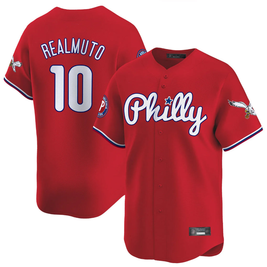 Davalo P.Phillies #10 J.T. Realmuto Player Red Phillies & Eagles Vapor Premier Limited Stitched Jerseys