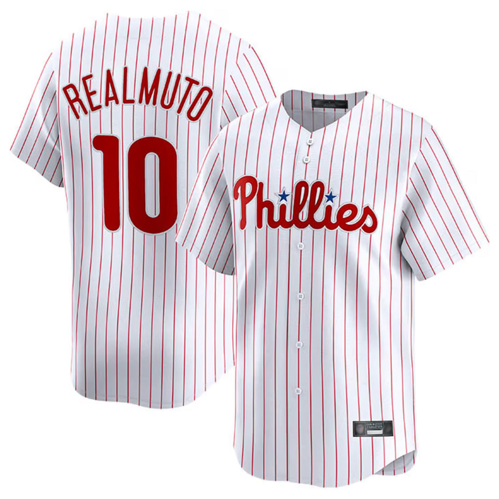 Davalo P.Phillies #10 J.T. Realmuto Player White Home Limited Stitched Jerseys