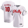 Davalo P.Phillies #10 J.T. Realmuto Player White Pinstripe Phillies & Eagles Vapor Premier Limited Stitched Jerseys