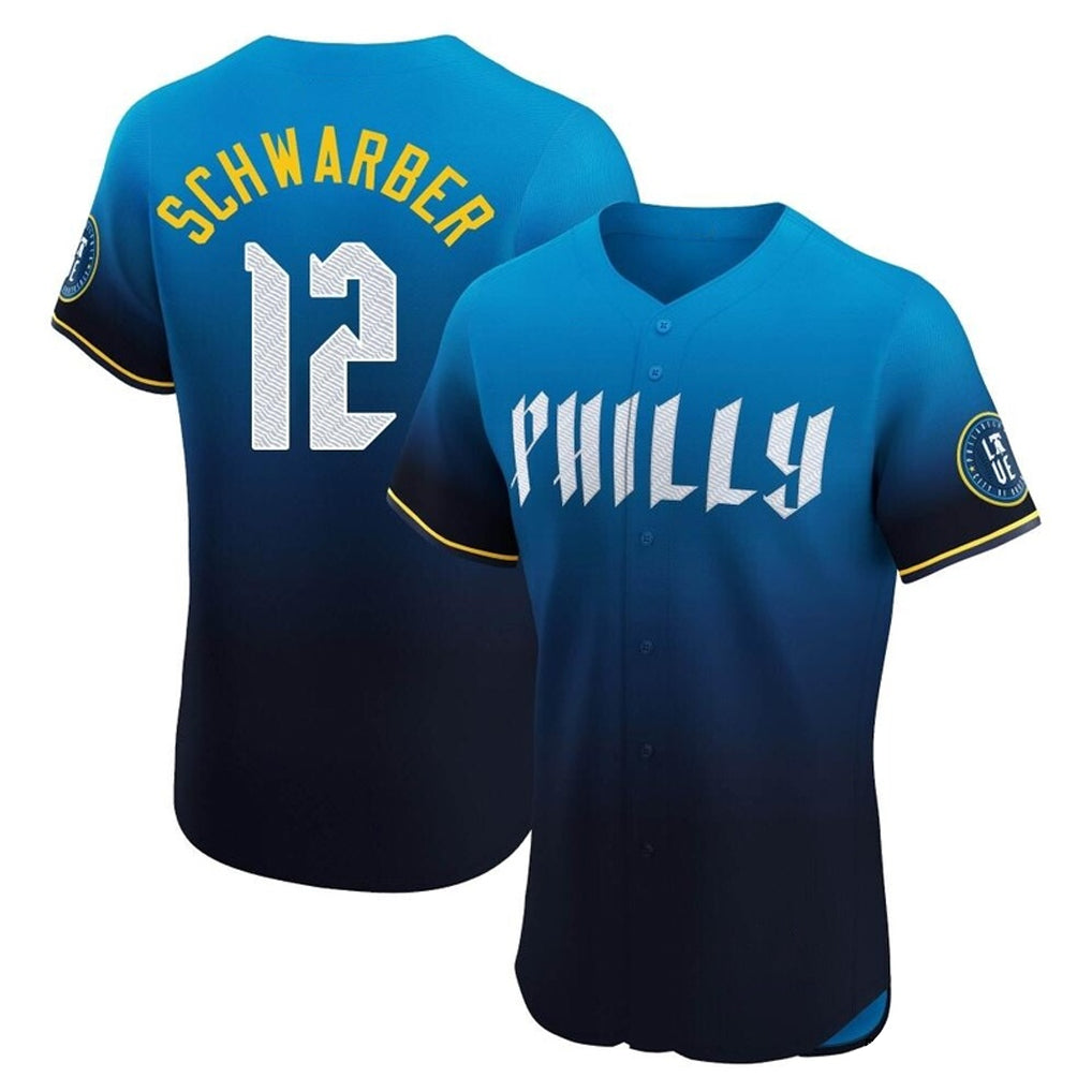 Davalo P.Phillies #12 Kyle Schwarber Player Blue City Connect Home Limited Elite Stitched Jerseys