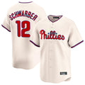 Davalo P.Phillies #12 Kyle Schwarber Player Cream Home Limited Stitched Jerseys