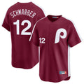 Davalo P.Phillies #12 Kyle Schwarber Player Red Cooperstown Collection Limited Home Stitched Jerseys