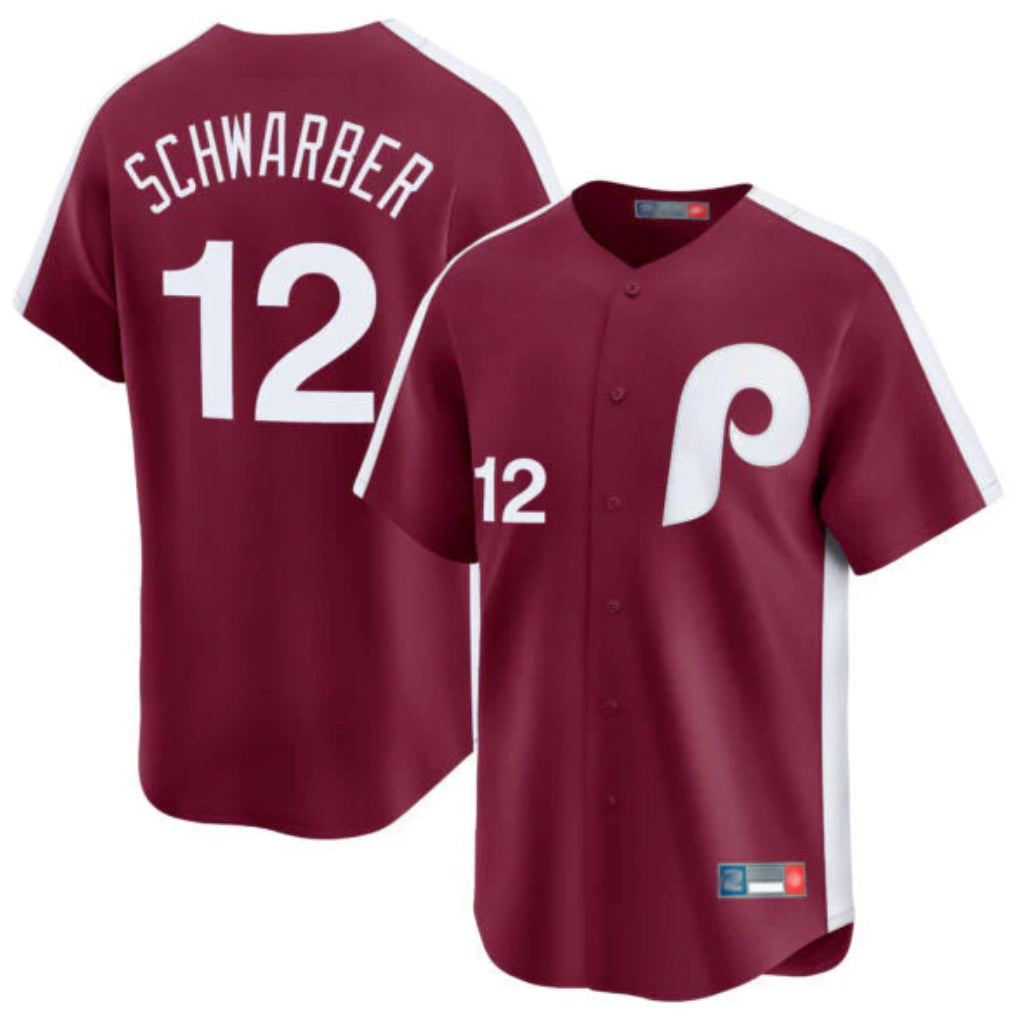 Davalo P.Phillies #12 Kyle Schwarber Player Red Cooperstown Collection Limited Home Stitched Jerseys