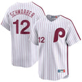 Davalo P.Phillies #12 Kyle Schwarber Player White Cooperstown Collection Limited Home Stitched Jerseys
