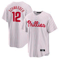 Davalo P.Phillies #12 Kyle Schwarber Player White Home Game Stitched Jerseys