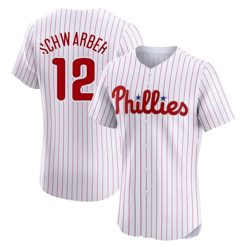 Davalo P.Phillies #12 Kyle Schwarber Player White Home Limited Elite Stitched Jerseys