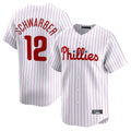 Davalo P.Phillies #12 Kyle Schwarber Player White Home Limited Stitched Jerseys