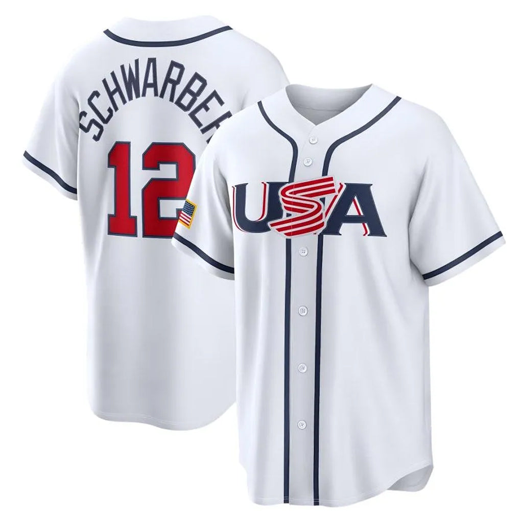 Davalo P.Phillies #12 Kyle Schwarber Player White USA World Classic Game Limited Stitched Jerseys