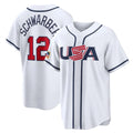 Davalo P.Phillies #12 Kyle Schwarber Player White USA World Classic Game Limited Stitched Jerseys