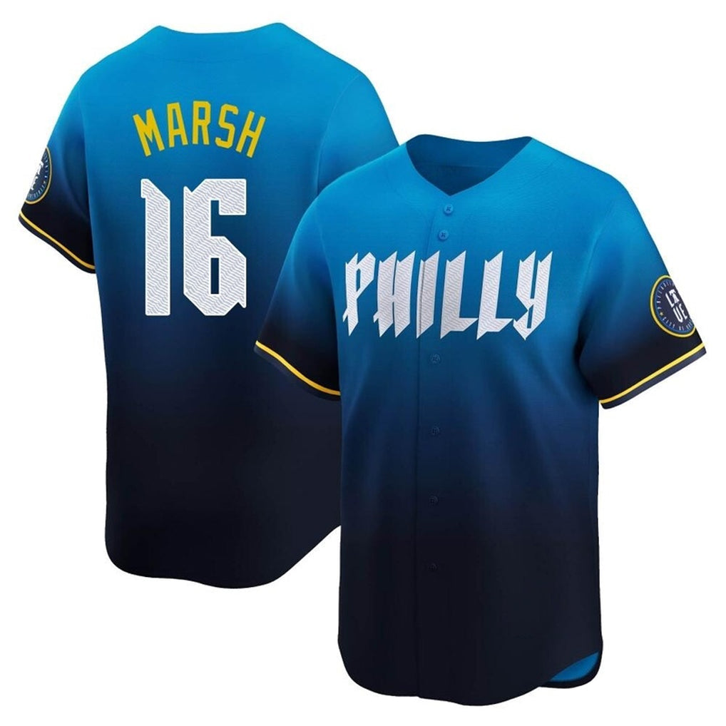Davalo P.Phillies #16 Brandon Marsh Player Blue City Connect Home Limited Stitched Jerseys