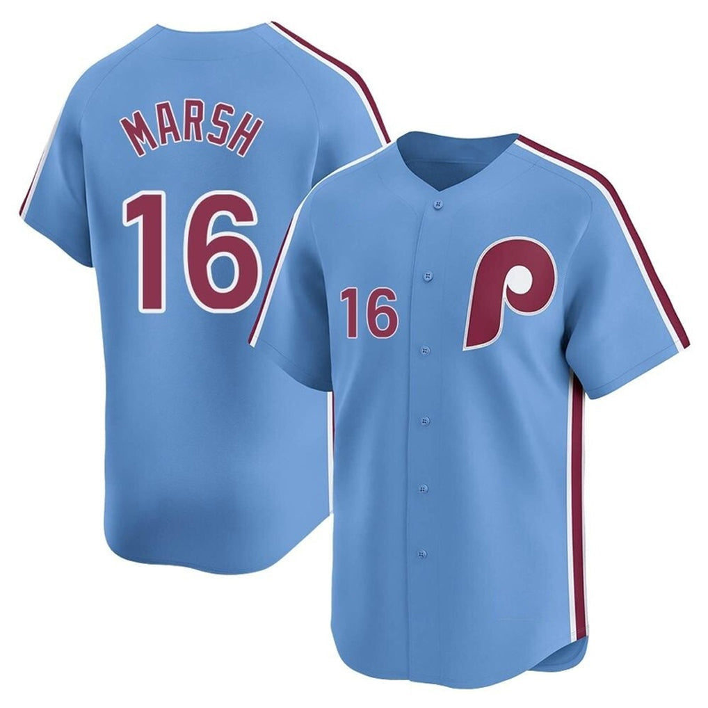 Davalo P.Phillies #16 Brandon Marsh Player Light Blue Game Stitched Jerseys