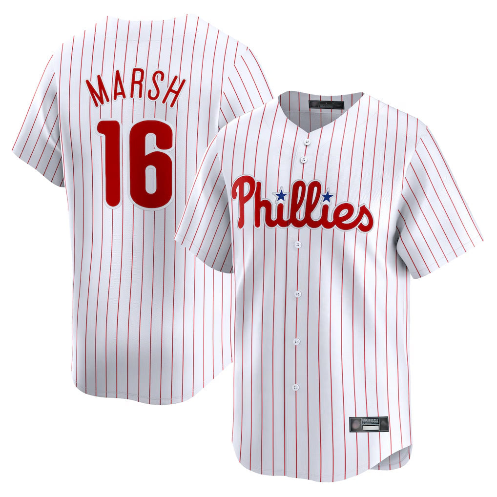 Davalo P.Phillies #16 Brandon Marsh Player White Home Limited Stitched Jerseys