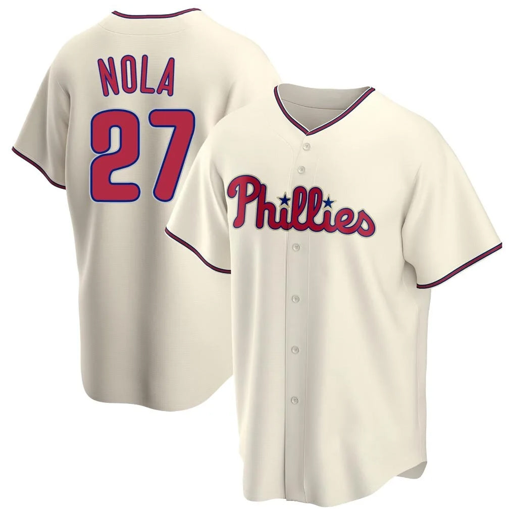 Davalo P.Phillies #27 Aaron Nola Player Cream Home Game Stitched Jerseys