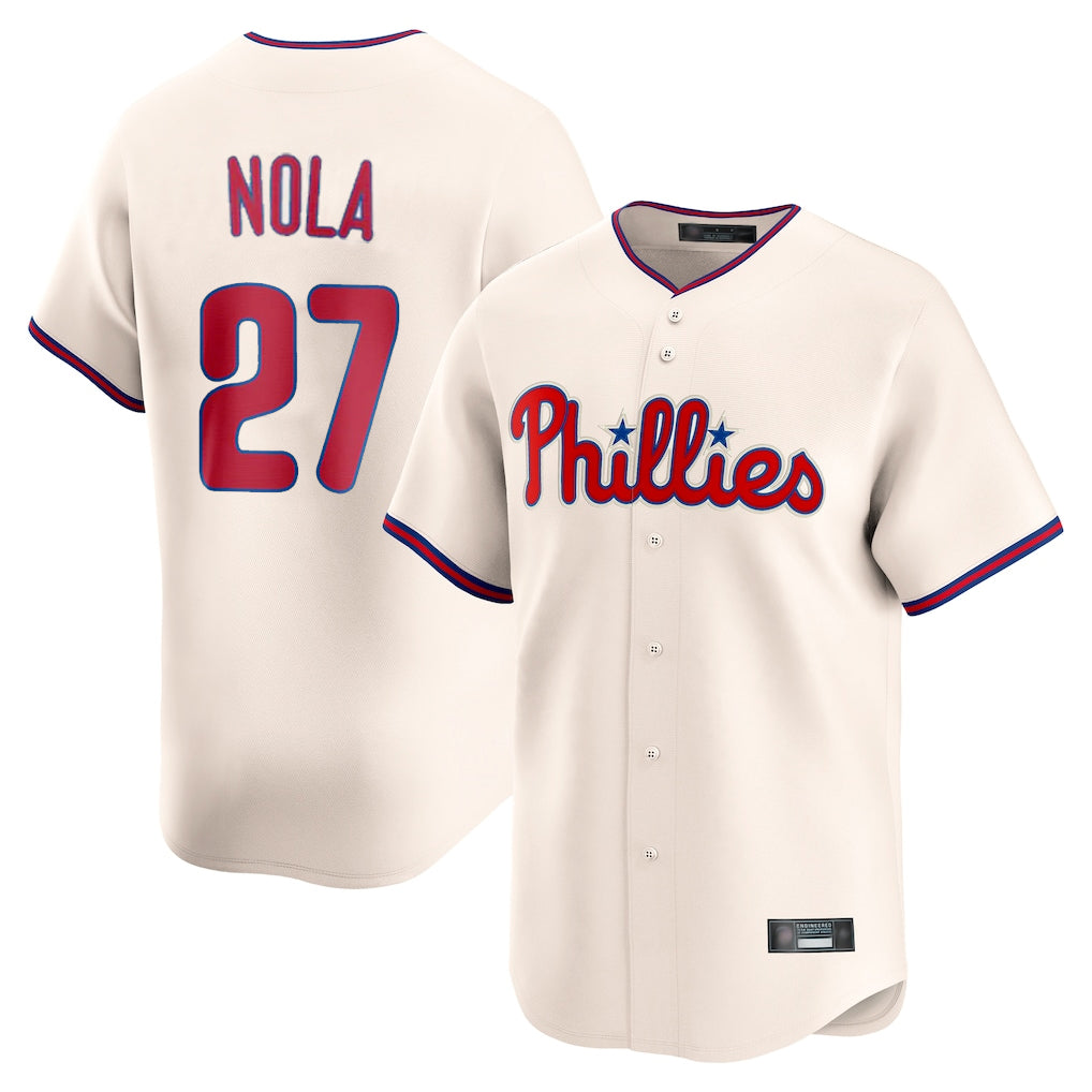 Davalo P.Phillies #27 Aaron Nola Player Cream Home Limited Stitched Jerseys