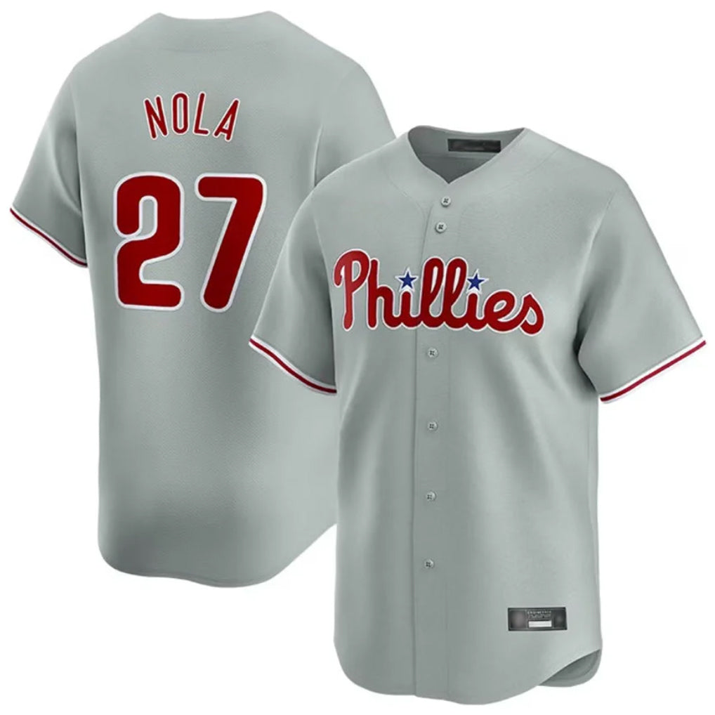 Davalo P.Phillies #27 Aaron Nola Player Gray Home Limited Stitched Jerseys