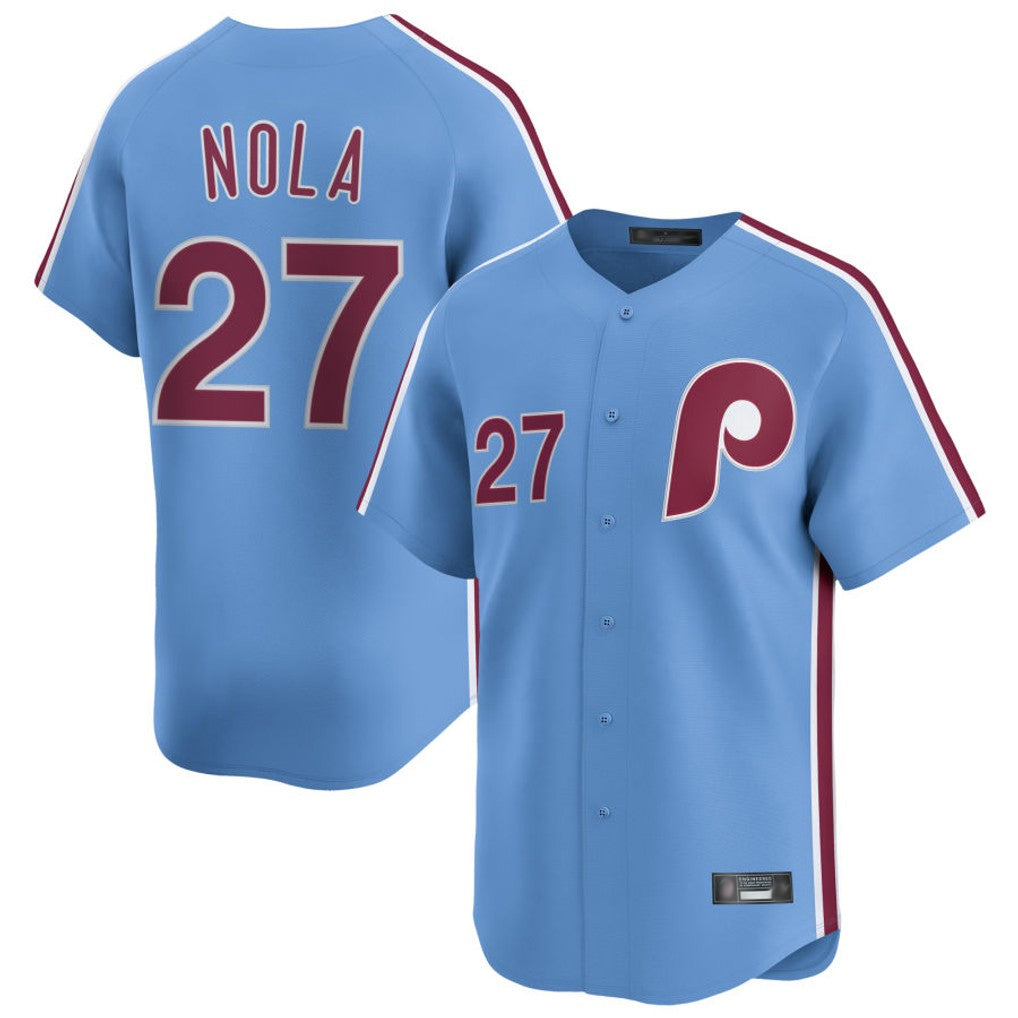 Davalo P.Phillies #27 Aaron Nola Player Light Blue Home Limited Stitched Jerseys