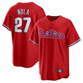 Davalo P.Phillies #27 Aaron Nola Player Red Home Game Stitched Jerseys