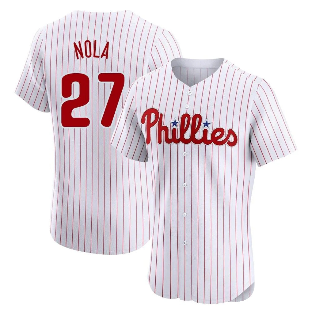 Davalo P.Phillies #27 Aaron Nola Player White Home Limited Elite Stitched Jerseys
