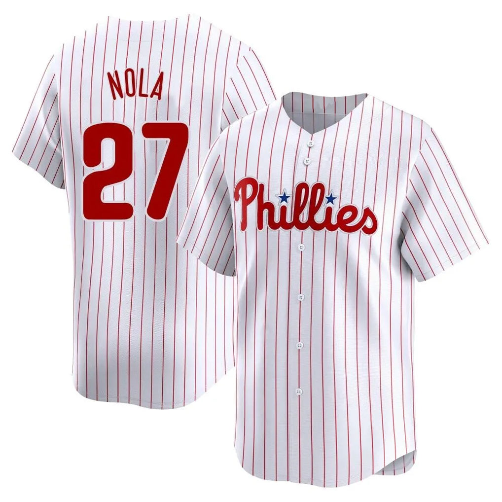 Davalo P.Phillies #27 Aaron Nola Player White Home Limited Stitched Jerseys