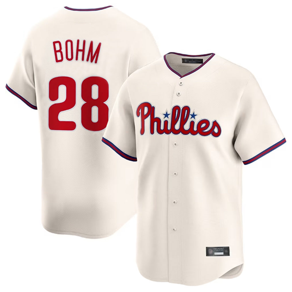 Davalo P.Phillies #28 Alec Bohm Player Cream Home Limited Stitched Jerseys