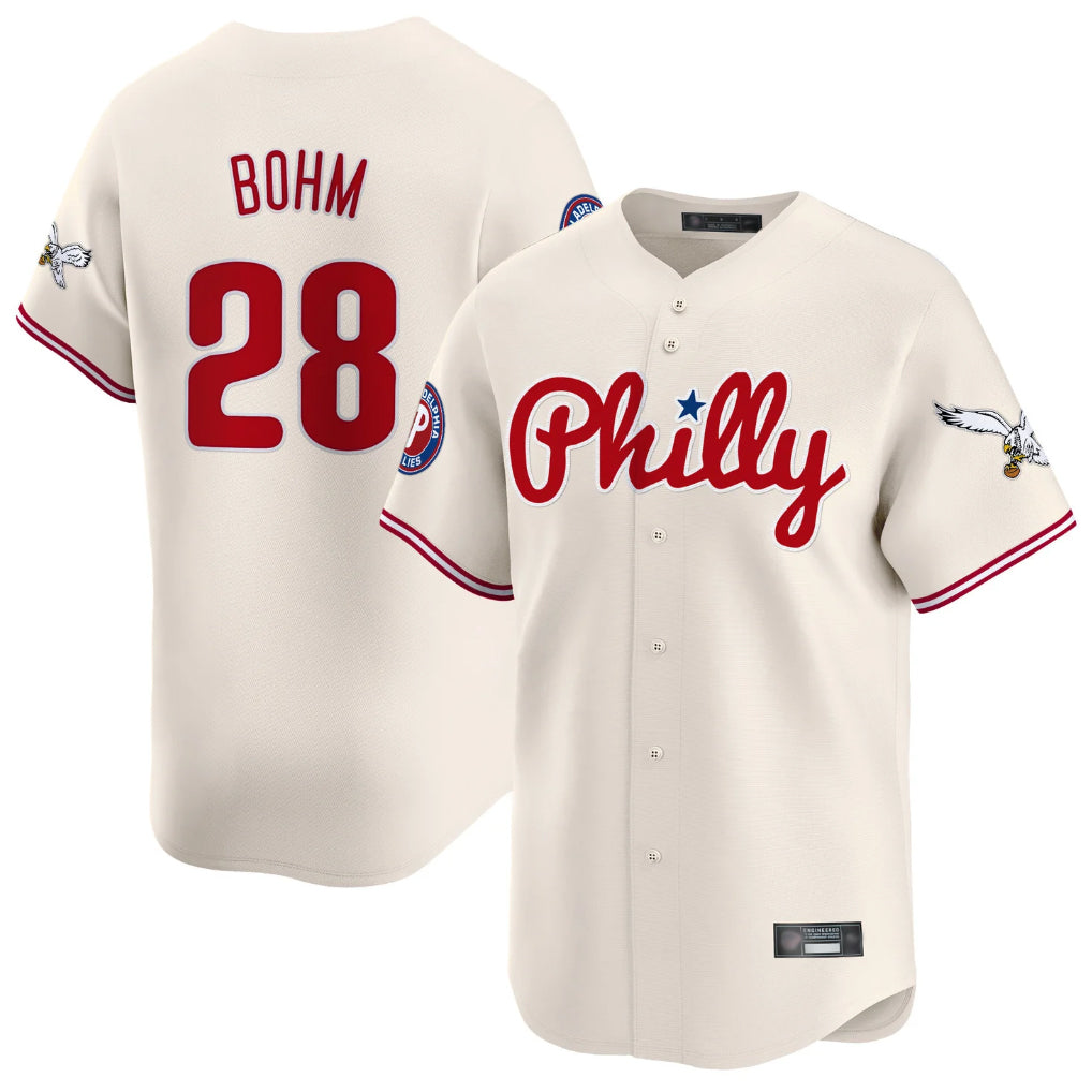 Davalo P.Phillies #28 Alec Bohm Player Cream Phillies & Eagles Vapor Premier Limited Stitched Jerseys
