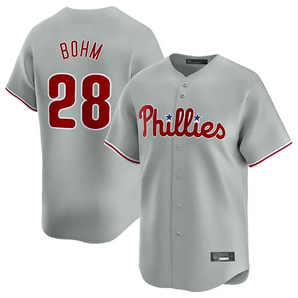 Davalo P.Phillies #28 Alec Bohm Player Gray Home Limited Stitched Jerseys