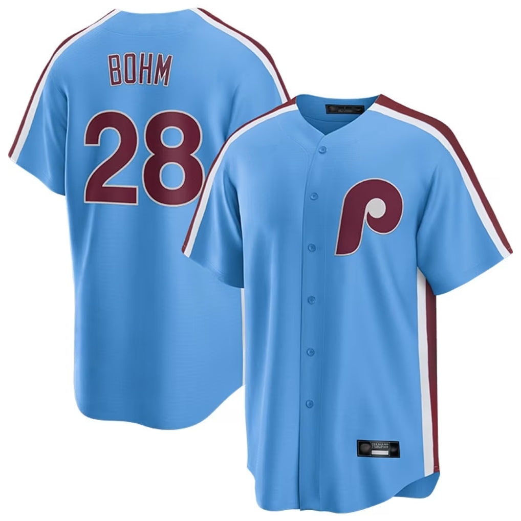Davalo P.Phillies #28 Alec Bohm Player Light Blue Home Game Stitched Jerseys