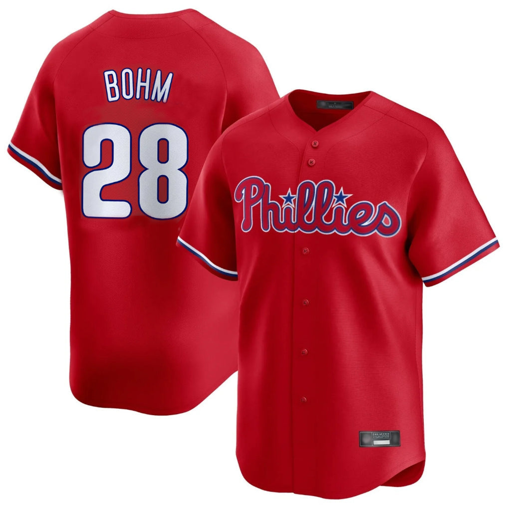 Davalo P.Phillies #28 Alec Bohm Player Red Home Limited Stitched Jerseys