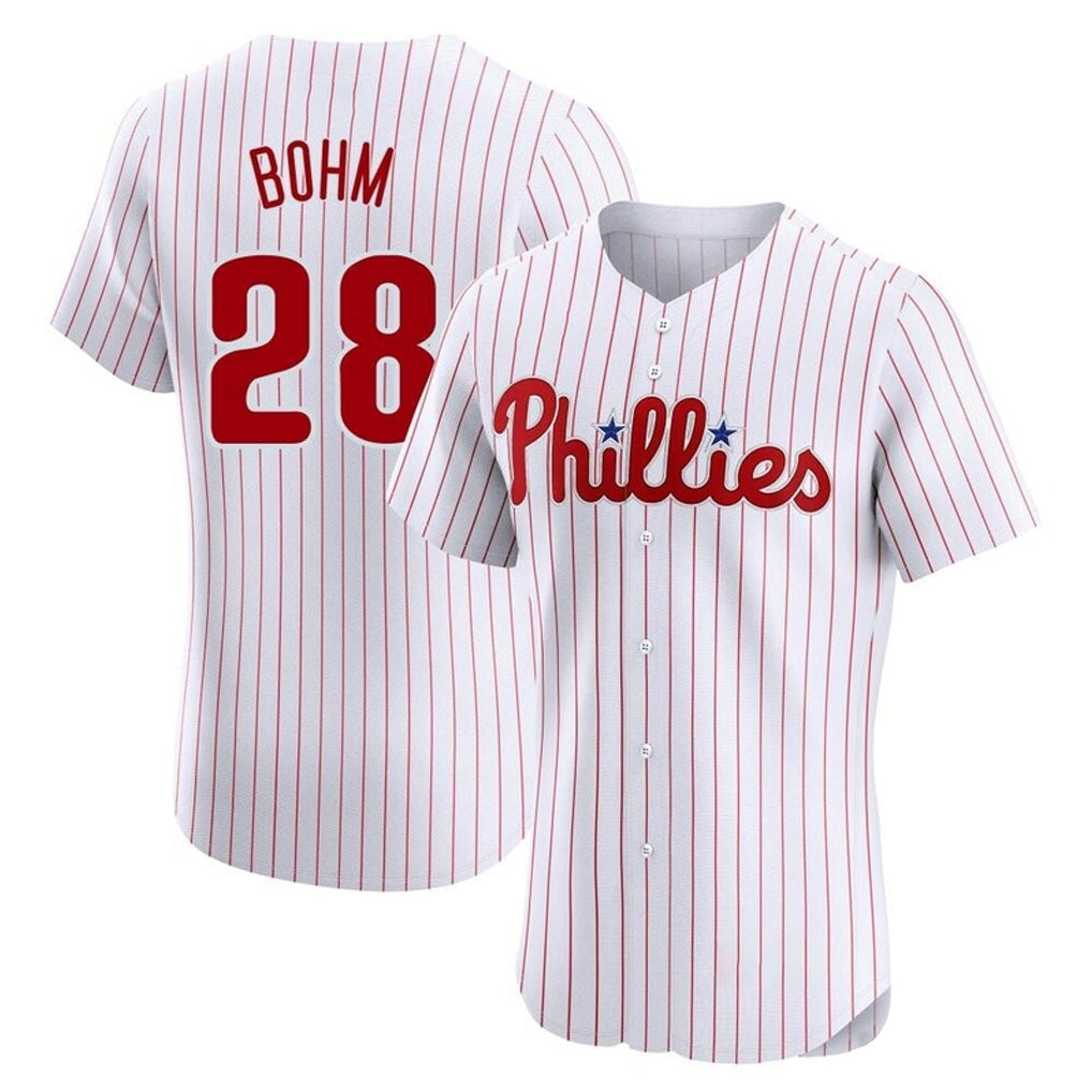 Davalo P.Phillies #28 Alec Bohm Player White Home Limited Elite Stitched Jerseys