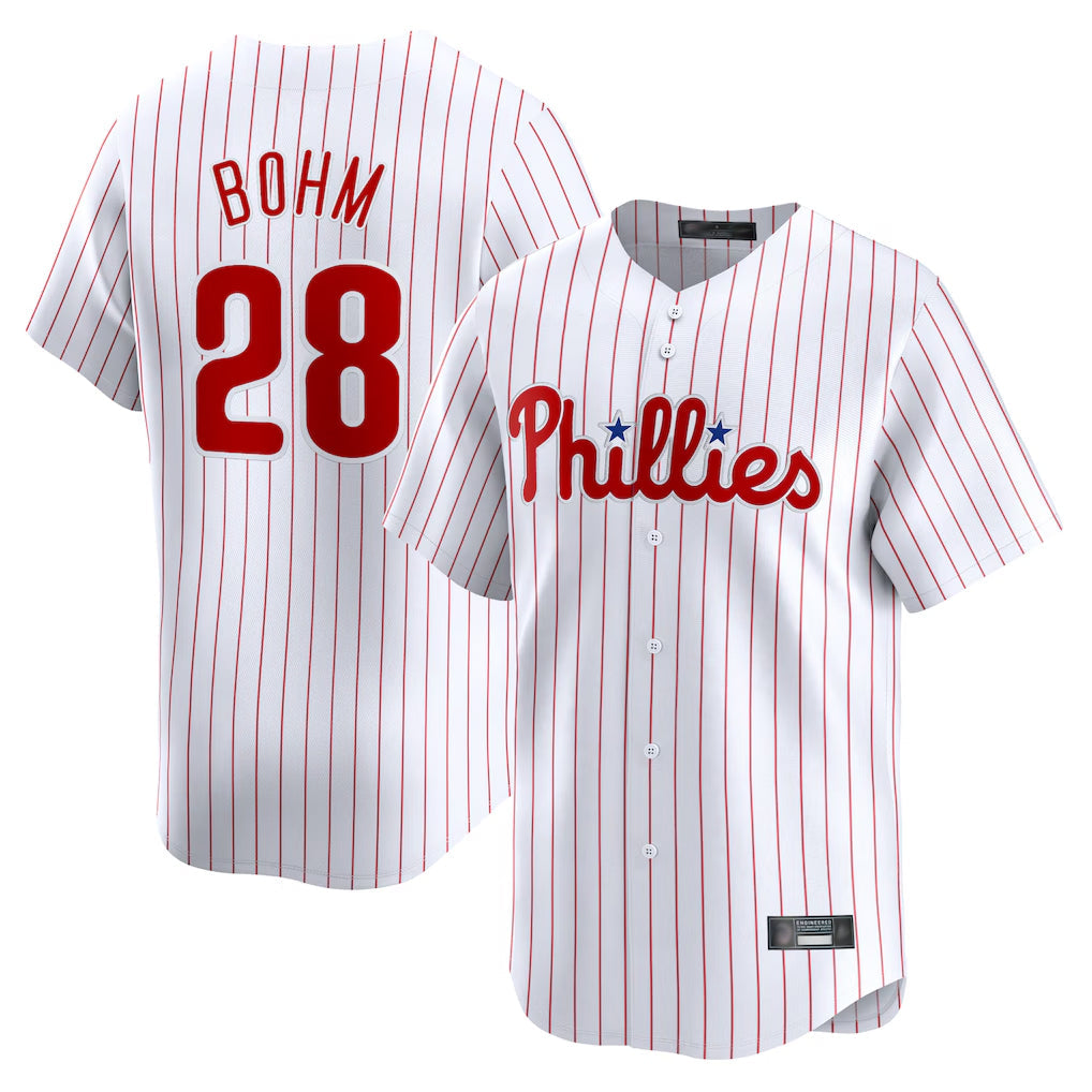 Davalo P.Phillies #28 Alec Bohm Player White Home Limited Stitched Jerseys
