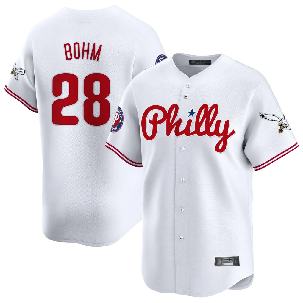 Davalo P.Phillies #28 Alec Bohm Player White Phillies & Eagles Vapor Premier Limited Stitched Jerseys