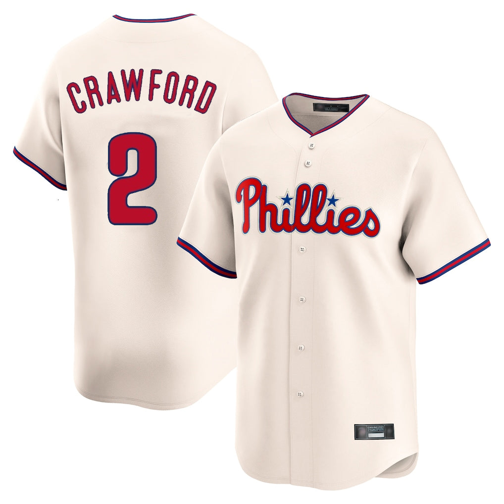 Davalo P.Phillies #2 Justin Crawford Player Cream Home Limited Stitched Jerseys