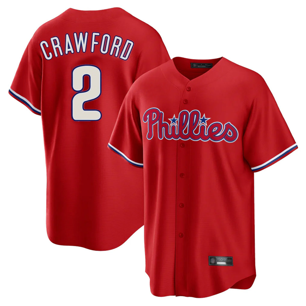 Davalo P.Phillies #2 Justin Crawford Player Red Home Game Stitched Jerseys