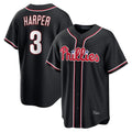 Davalo P.Phillies #3 Bryce Harper Player Black Fashion Out Home Game Stitched Jerseys
