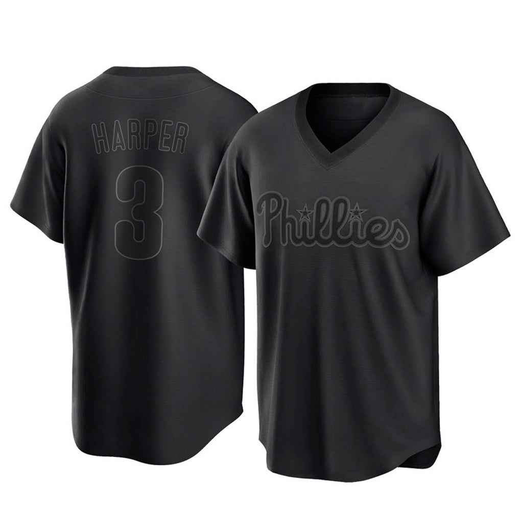 Davalo P.Phillies #3 Bryce Harper Player Black Pitch Fashion Limited T-shirt Stitched Jerseys