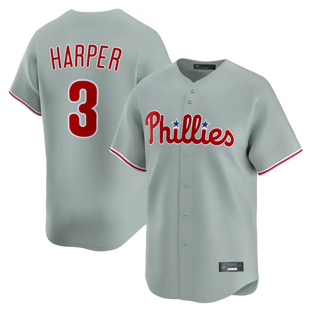 Davalo P.Phillies #3 Bryce Harper Player Gray Home Limited Stitched Jerseys