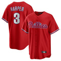 Davalo P.Phillies #3 Bryce Harper Player Red Home Game Stitched Jerseys