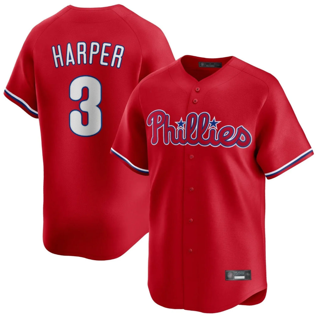 Davalo P.Phillies #3 Bryce Harper Player Red Home Limited Stitched Jerseys