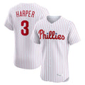 Davalo P.Phillies #3 Bryce Harper Player White Home Limited Elite Stitched Jerseys